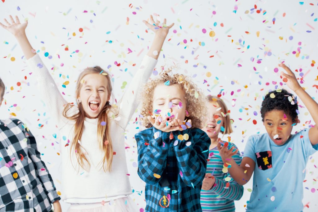 boy and girls celebrating